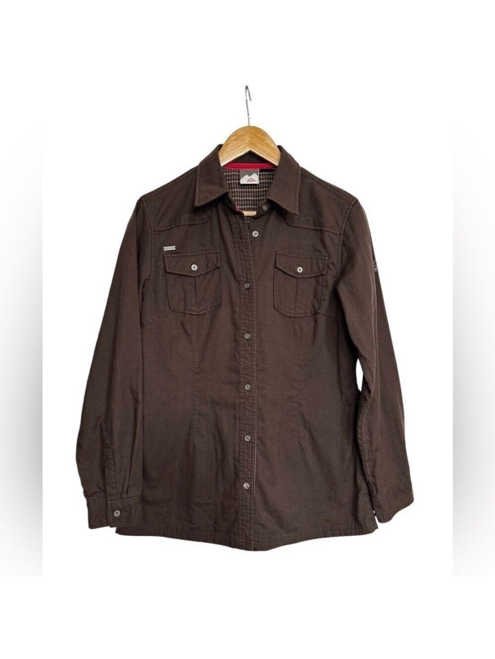 Women’s Mckinley Long Sleeve Button Down Shirt Dark Brown and Plaid - Size Small